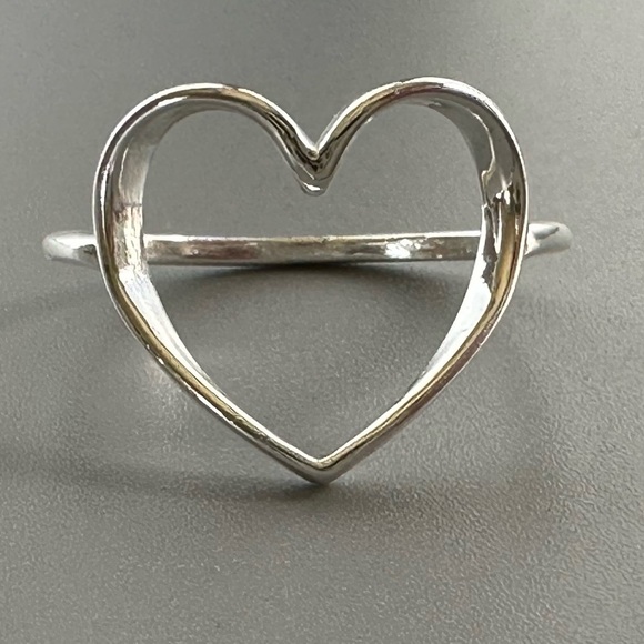 Sterling Silver Open Heart Ring - Minimalist Love Jewelry - Picture 13 of 14
